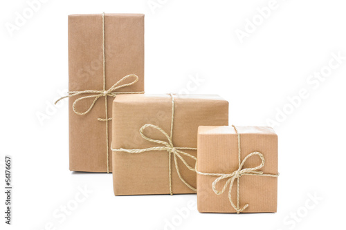 Parcels wrapped with brown paper