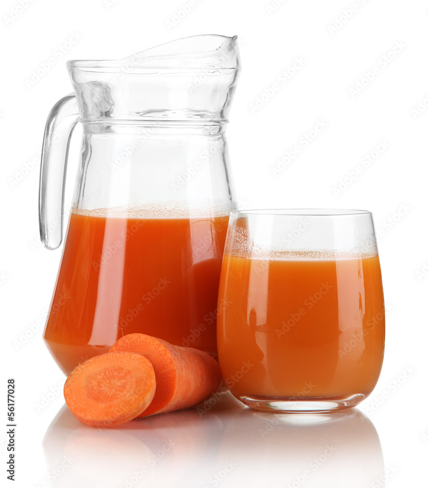 Carrot juice and fresh carrot isolated on white Carrot juice and fresh carrot isolated on white