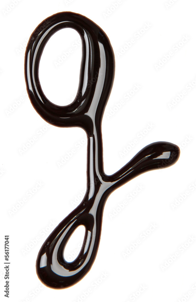 Small letter of alphabet made from chocolate syrup, isolated Small letter of alphabet made from chocolate syrup, isolated