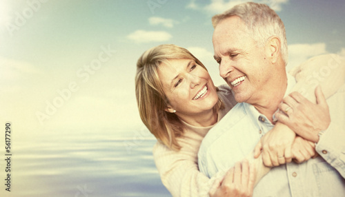 Old people over sky background