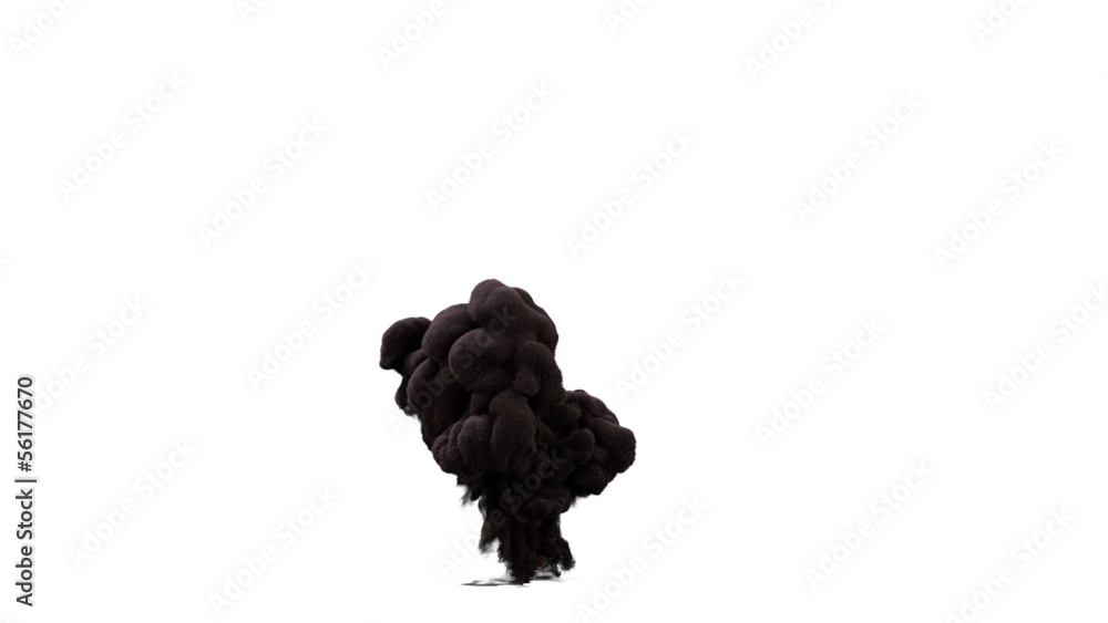 Slow motion fiery explosion with huge dense smoke isolated on white background (HD, high definition 1080p, with alpha channel) Slow motion fiery explosion with huge dense smoke isolated on white background (HD, high definition 1080p, with alpha channel)