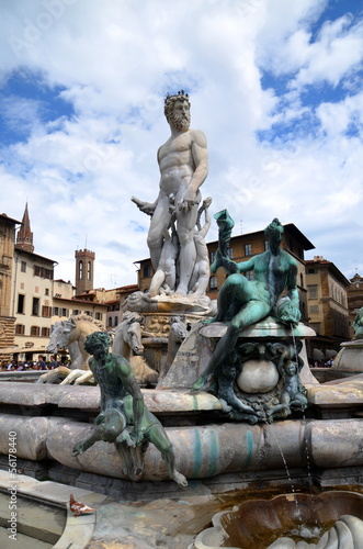 Przepiękna fontanna Neptuna, plac Signoria, Florencja, Włochy