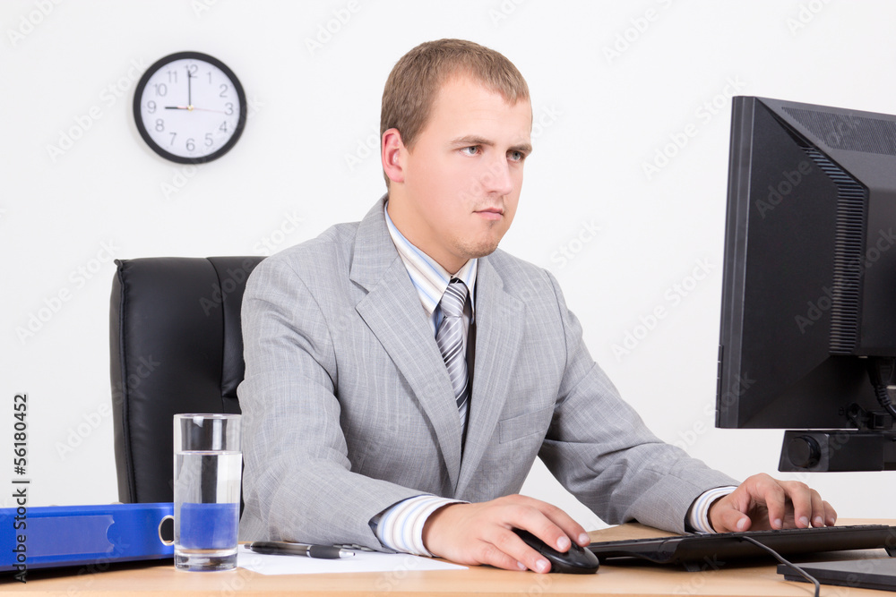 businessman working with personal computer in office businessman working with personal computer in office