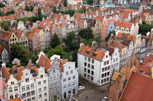 View of the city from a height, Gdansk, Poland, Europe.