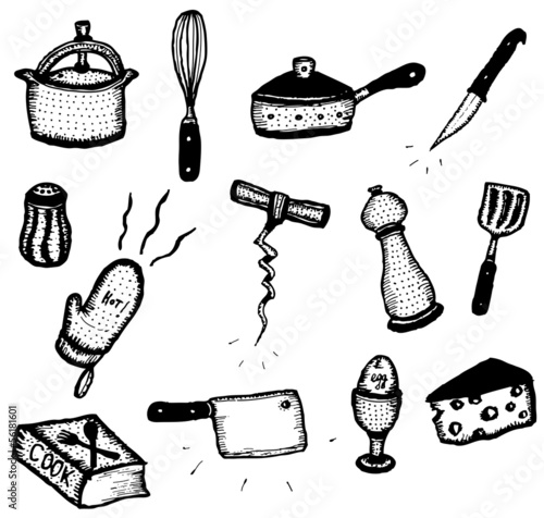 Doodle Cook Icons Set