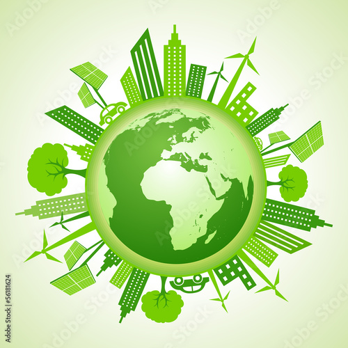 Eco earth with go green concept stock vector