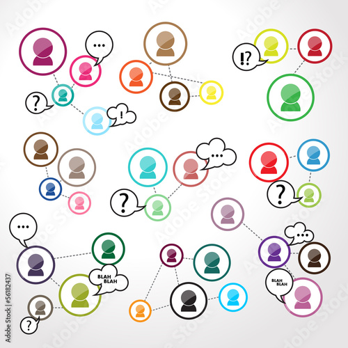 Social Network Circles - Isolated On Gray Backgroun
