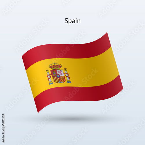 Spain flag waving form. Vector illustration.