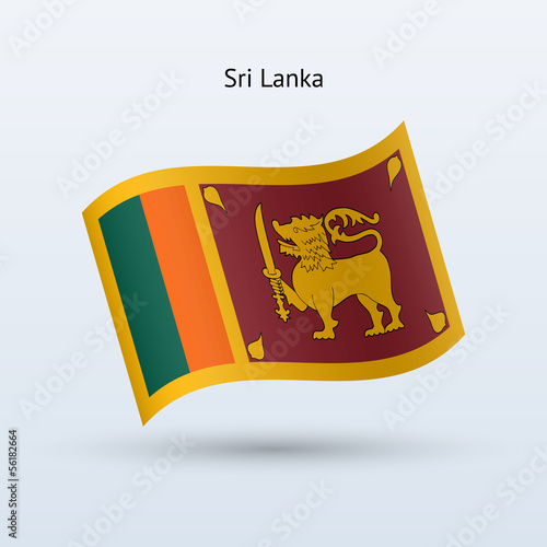 Sri Lanka flag waving form. Vector illustration.