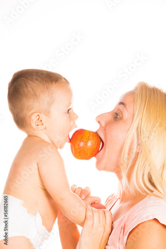 Mother and baby playing