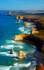 Fotobehang Australië Luchtfoto Twelve Apostles bij zonsondergang  © magspace