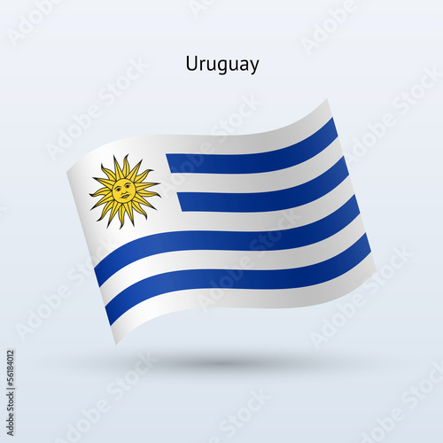 Uruguay flag waving form. Vector illustration. photo