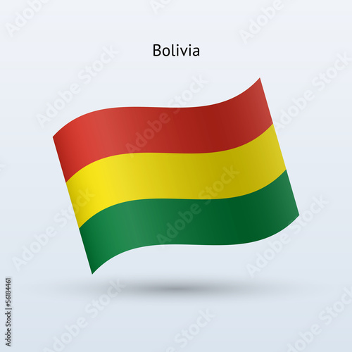 Bolivia flag waving form. Vector illustration.