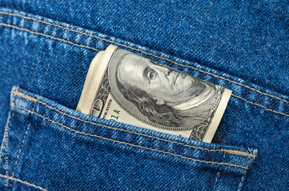 U.S. dollars in the back jeans pocket U.S. dollars in the back jeans pocket