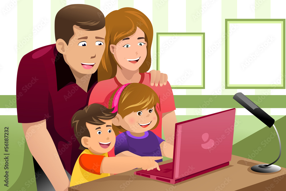 Happy family looking at a laptop Happy family looking at a laptop