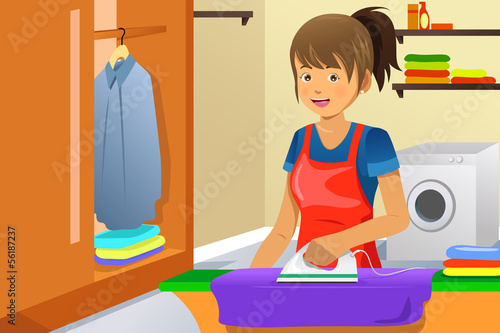 Housewife ironing