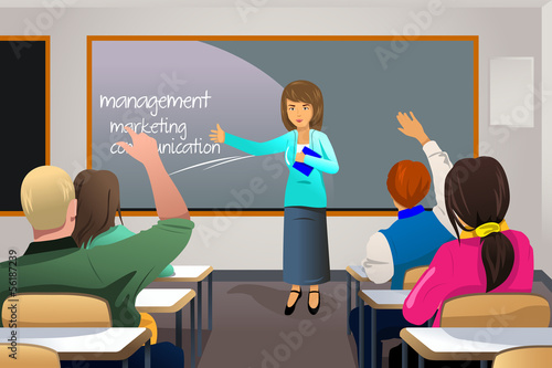 Teacher teaching college student