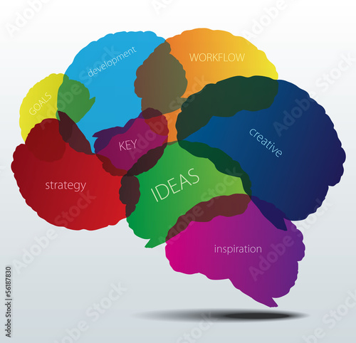 Human brain silhouette with business words.
