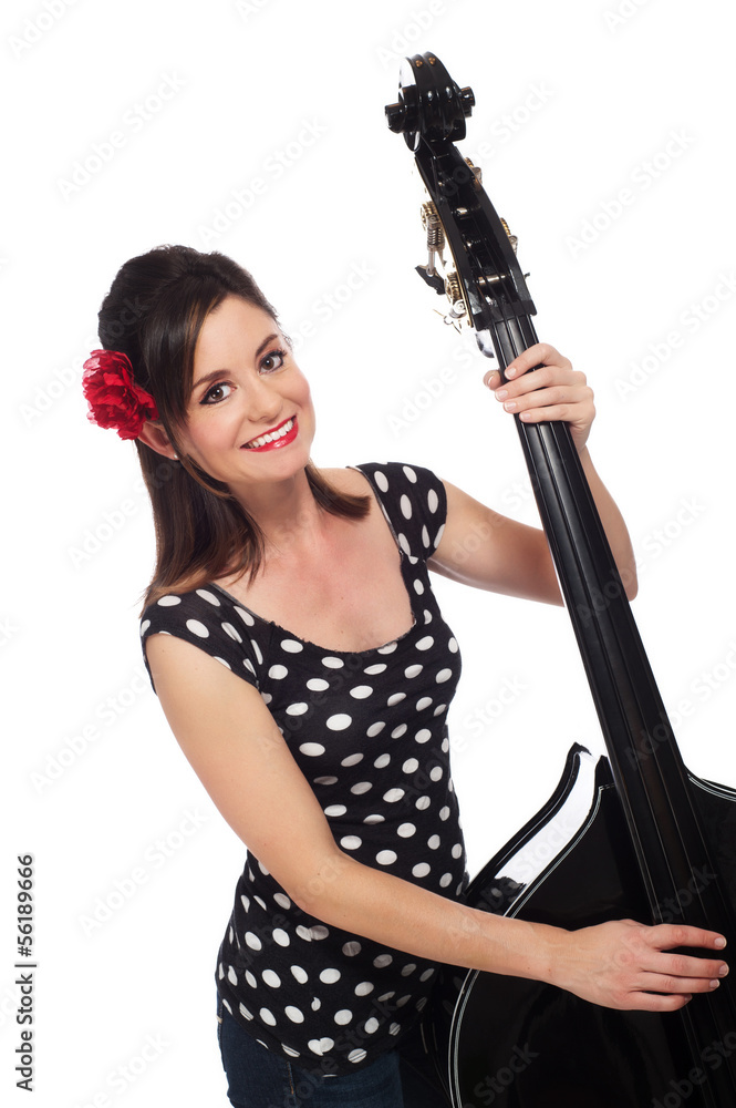 Rockabilly Girl Playing the Double Bass Stock Photo | Adobe Stock