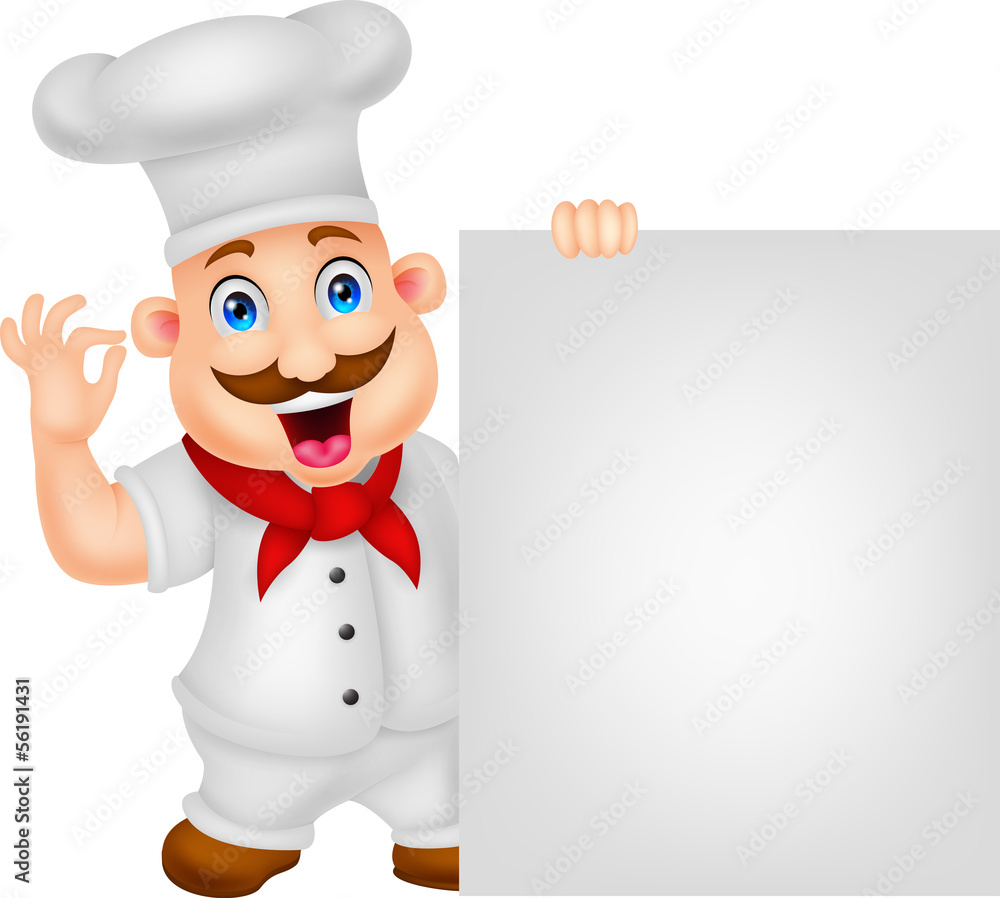 chef cartoon character with blank sign chef cartoon character with blank sign