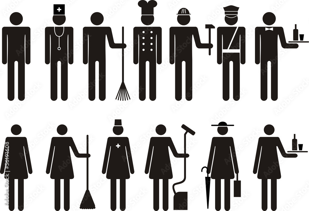 Set of icons of figure people job occupation Set of icons of figure people job occupation