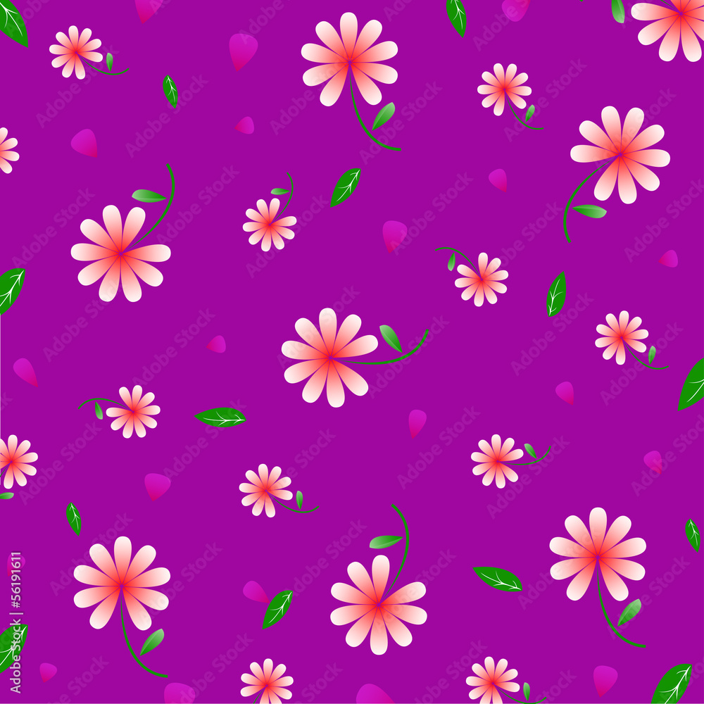 Flower pattern on purple background Flower pattern on purple background