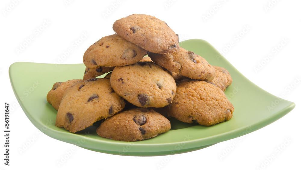 Chocolate Chip Cookies Isolated On White Background Chocolate Chip Cookies Isolated On White Background
