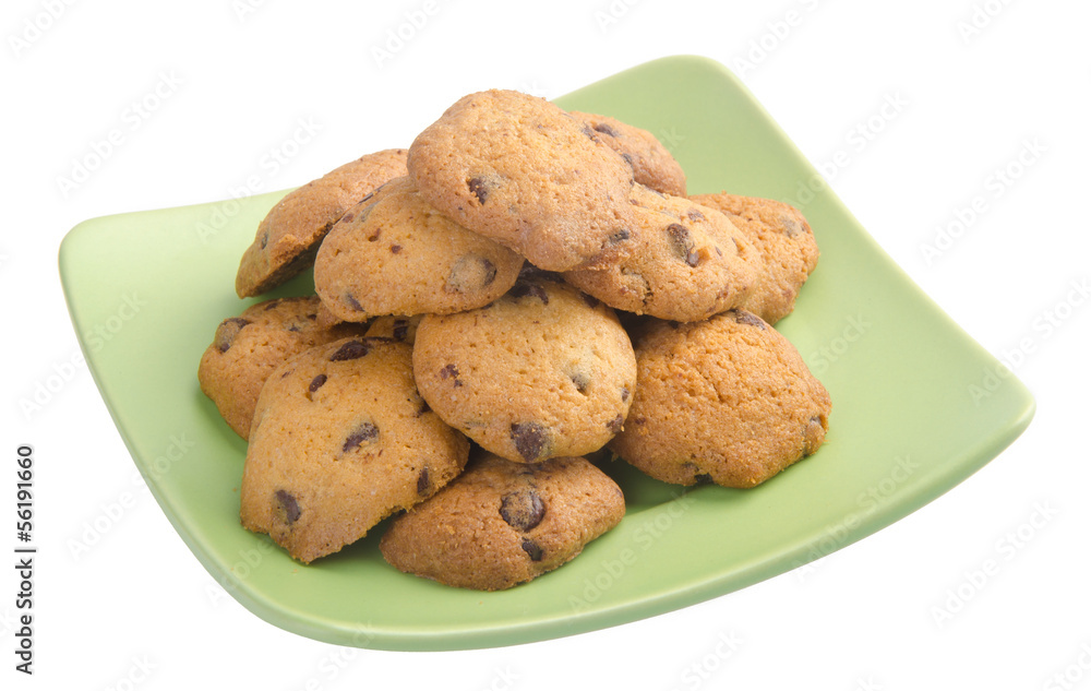 Chocolate Chip Cookies Isolated On White Background