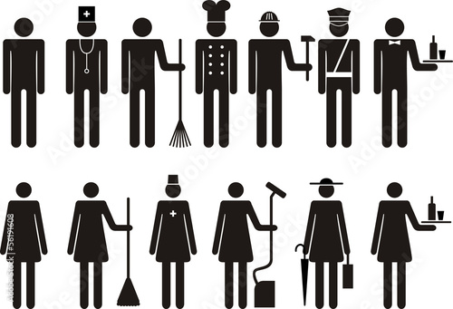 Set of icons of figure people job occupation