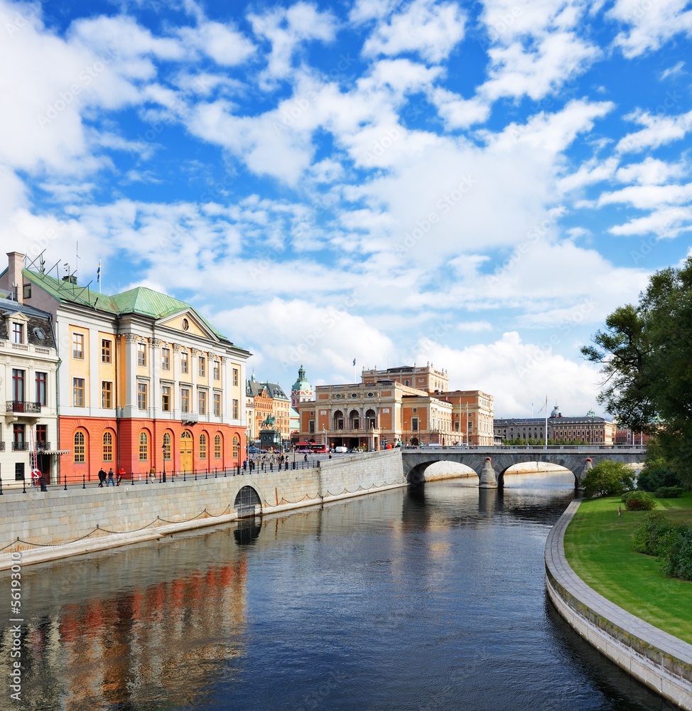 Stockholm Sweden Cityscape and Canal near the Old city