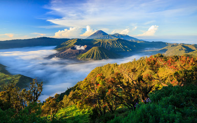 Ingelijste posters Indonesië Vulkaan Bromo bij zonsopgang Java  © lkunl