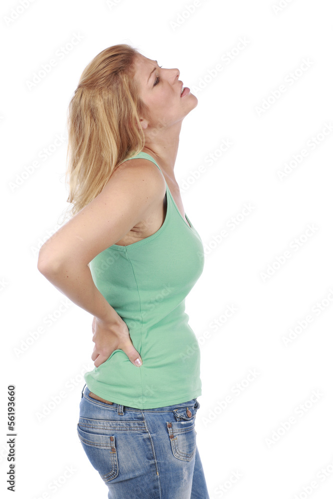 Fototapeta premium Frau mit Rückenschmerzen - woman with back pain