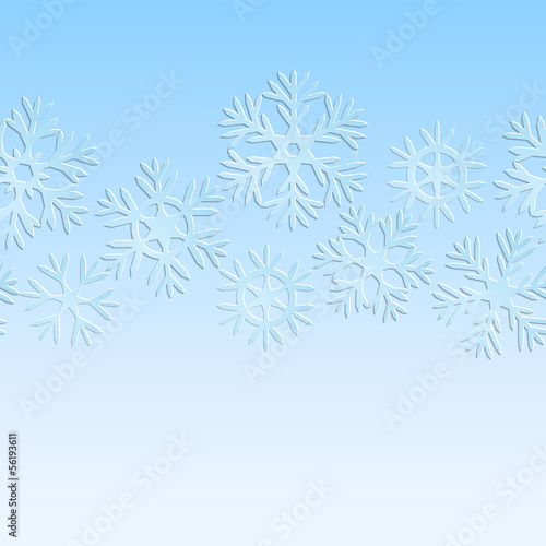Blue and white paper snowflakes christmas seamless pattern
