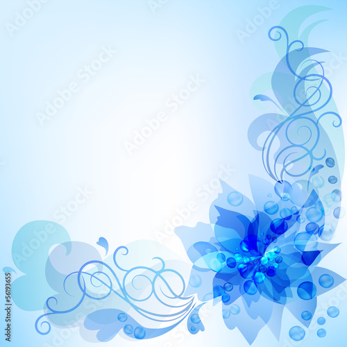 Blue abstract flowers