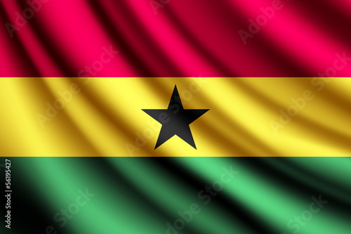 Waving flag of Ghana, vector