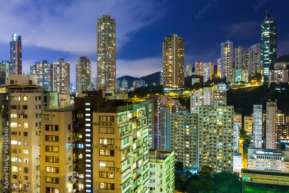 Naklejka premium Hong Kong at night