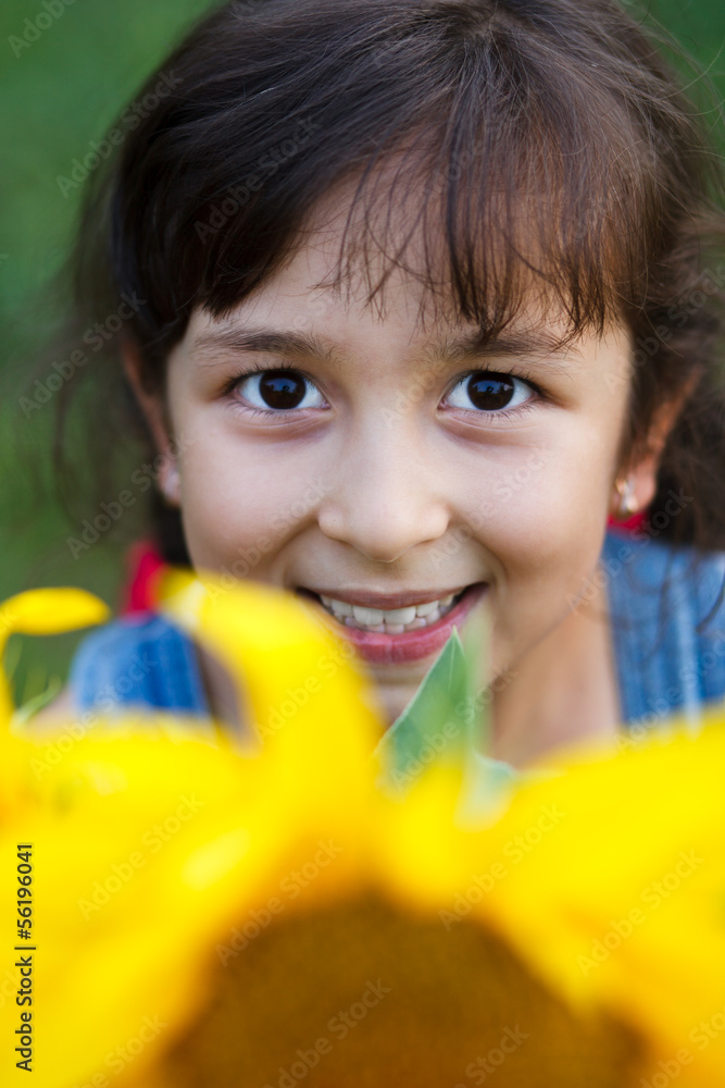 portrait of a girl with a sunflower portrait of a girl with a sunflower