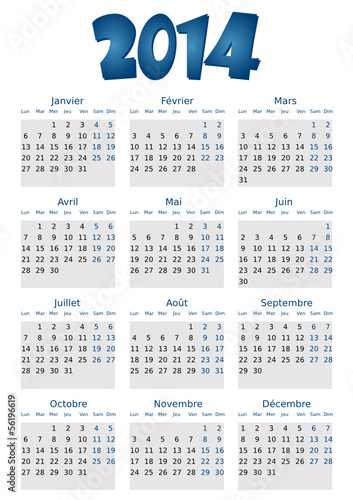 Calendrier 2014 simple - facilement éditable