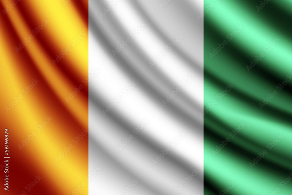 Waving flag of Ivory Coast, vector