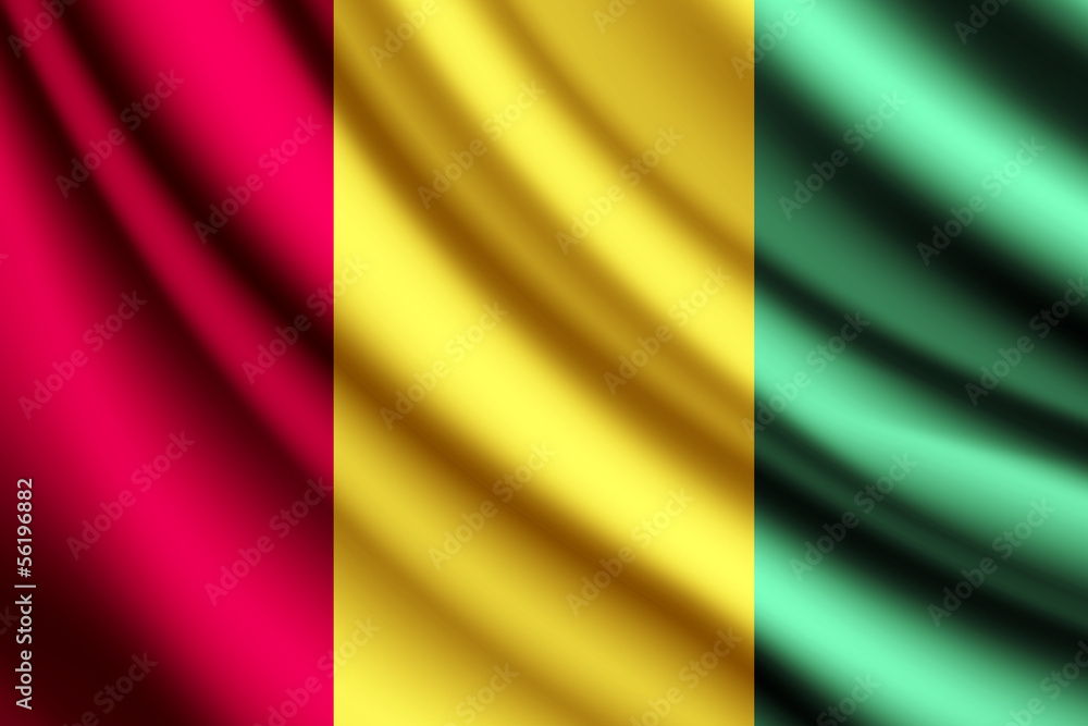 Waving flag of Guinea, vector