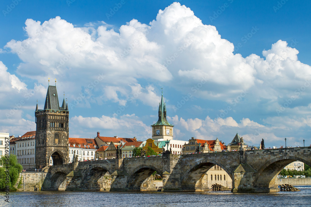 View of the Charles Bridge in Prague, Czech Republic