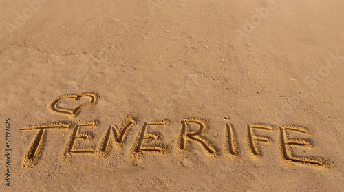 beach sand with written word Tenerife