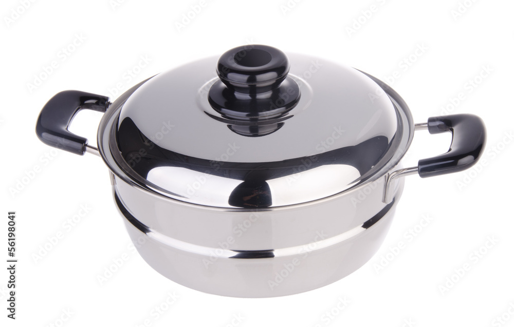 pot, Stainless steel pot on background pot, Stainless steel pot on background