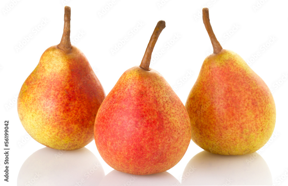 Three ripe pears isolated on white background Three ripe pears isolated on white background