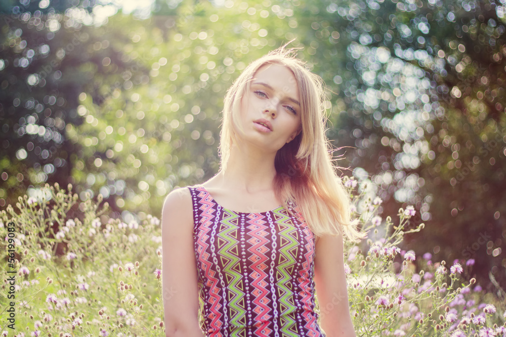 Model girl on the Field in Sun Light. Long Hair Model girl on the Field in Sun Light. Long Hair