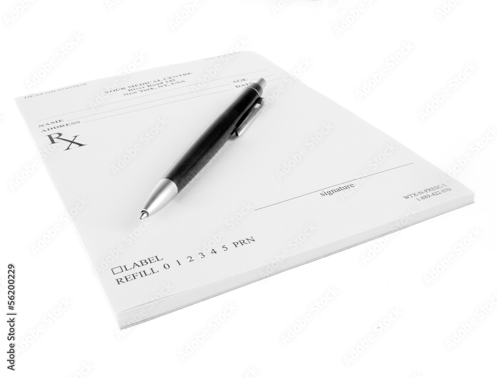 Empty medical prescription isolated on white Empty medical prescription isolated on white