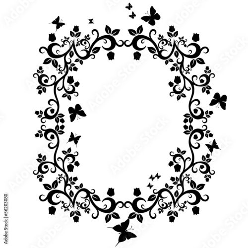 black white beautiful illustration of floral ornament