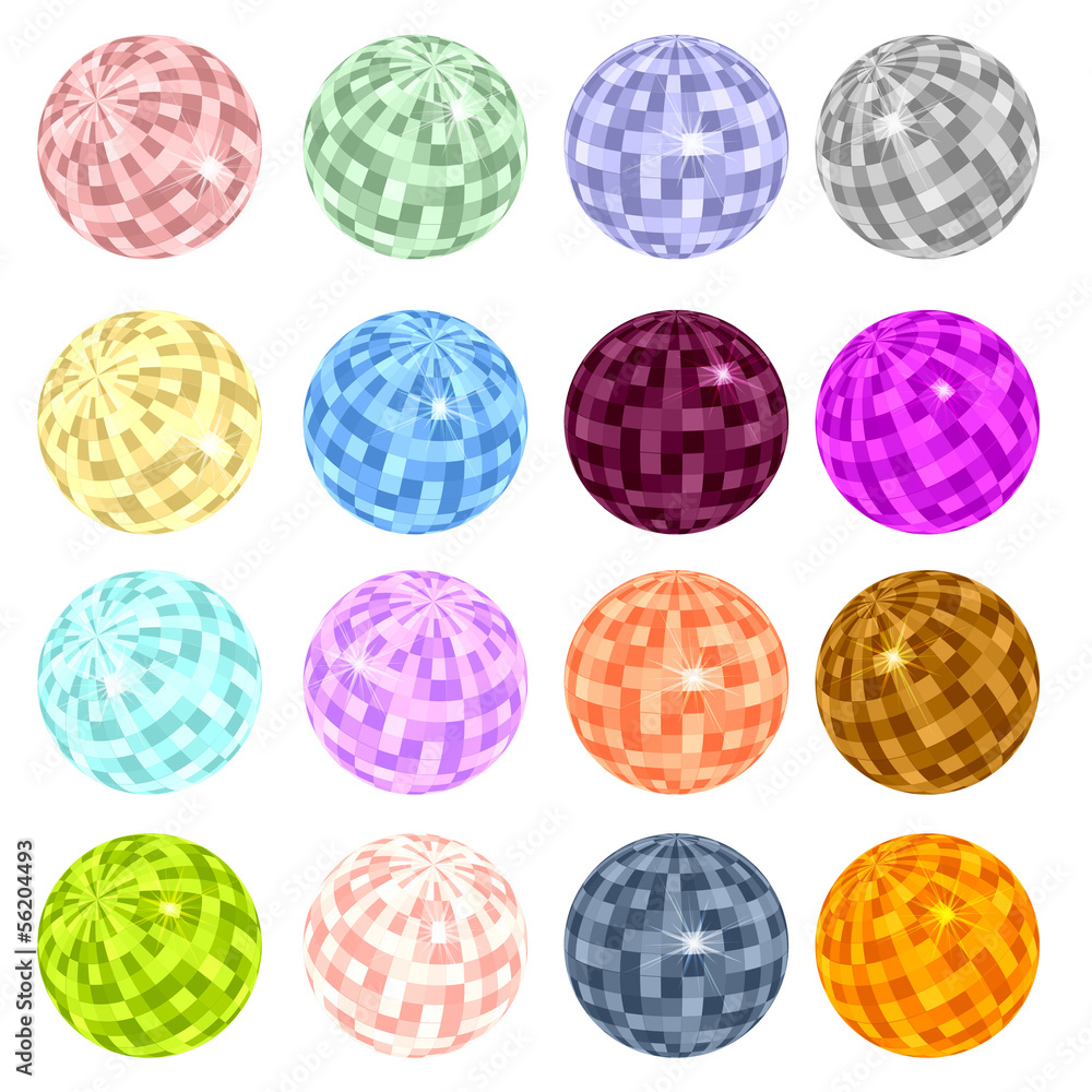 Disco balls set retro vector background Disco balls set retro vector background
