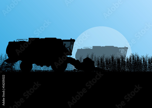 Agricultural combine harvester in grain field seasonal farming l
