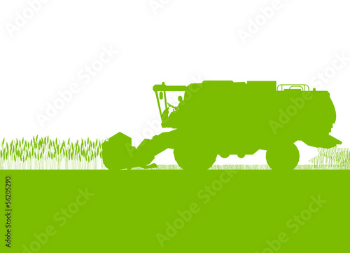 Agricultural combine harvester in grain field seasonal farming l